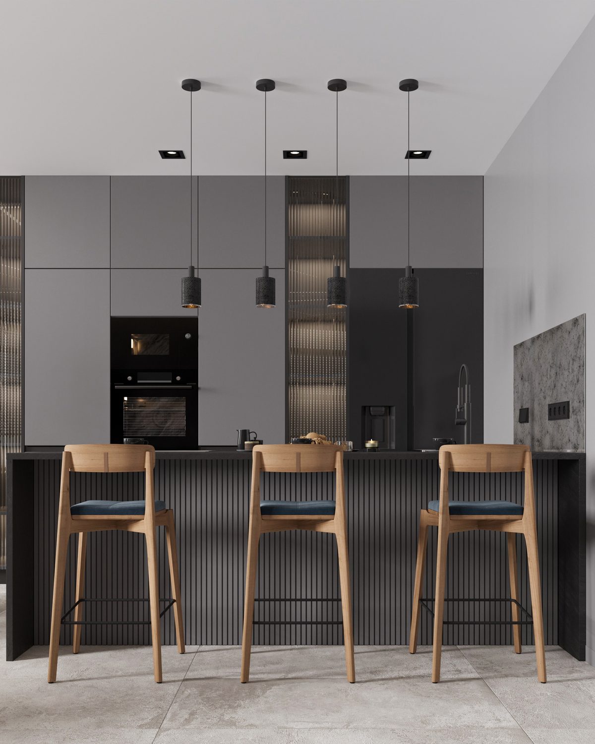 Modern kitchen and dining interior by AJ Concrete Homes