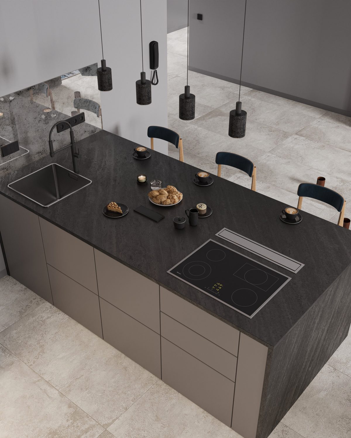 Modern kitchen and dining interior by AJ Concrete Homes