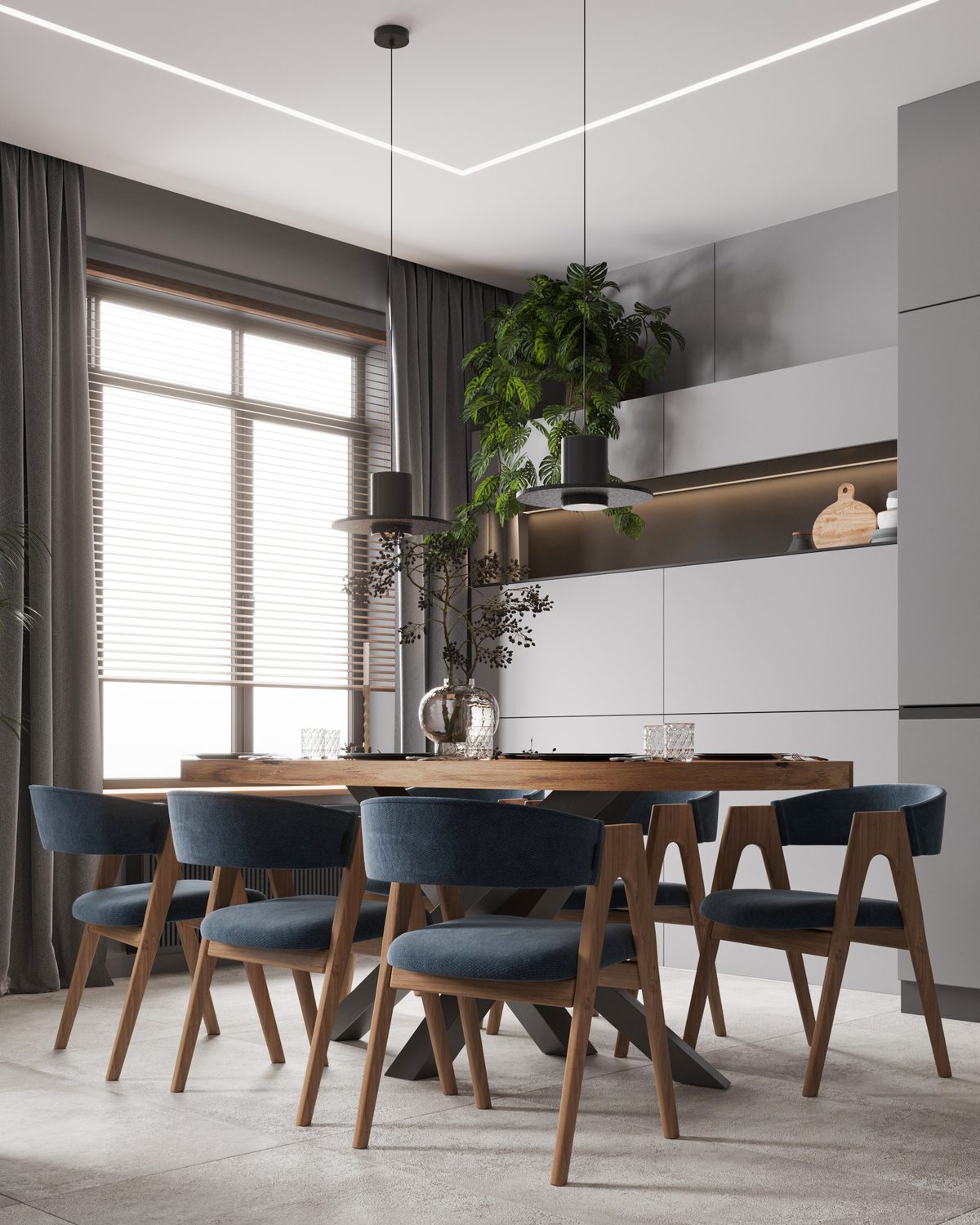 Modern kitchen and dining interior by AJ Concrete Homes