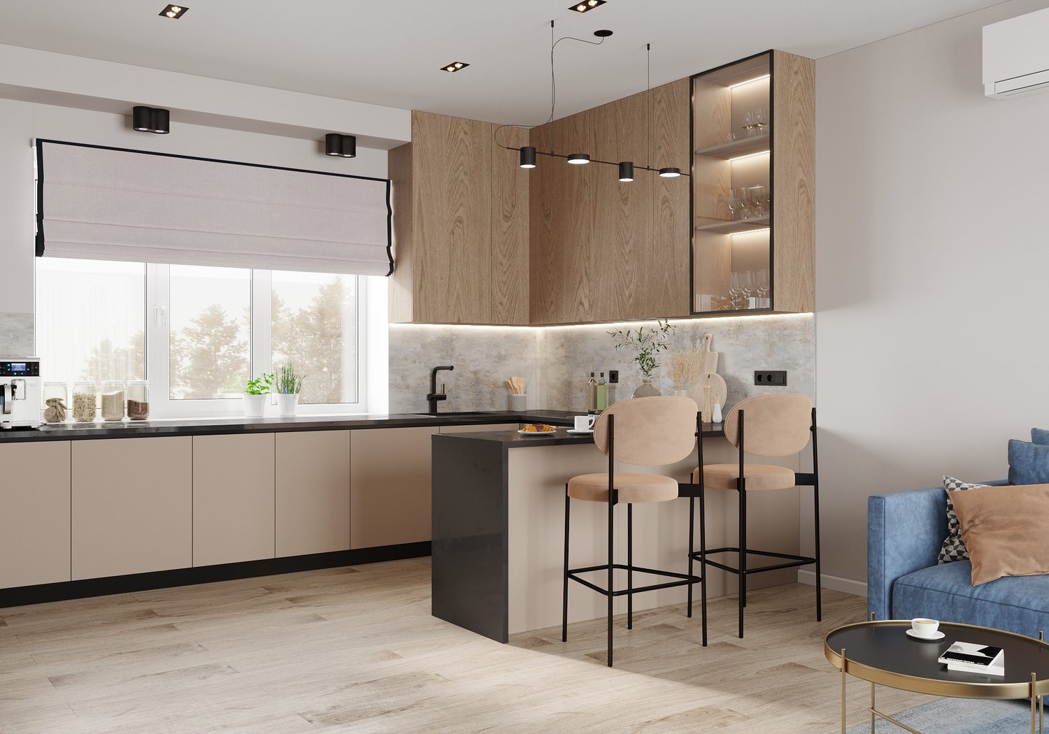 Modern kitchen and dining interior by AJ Concrete Homes