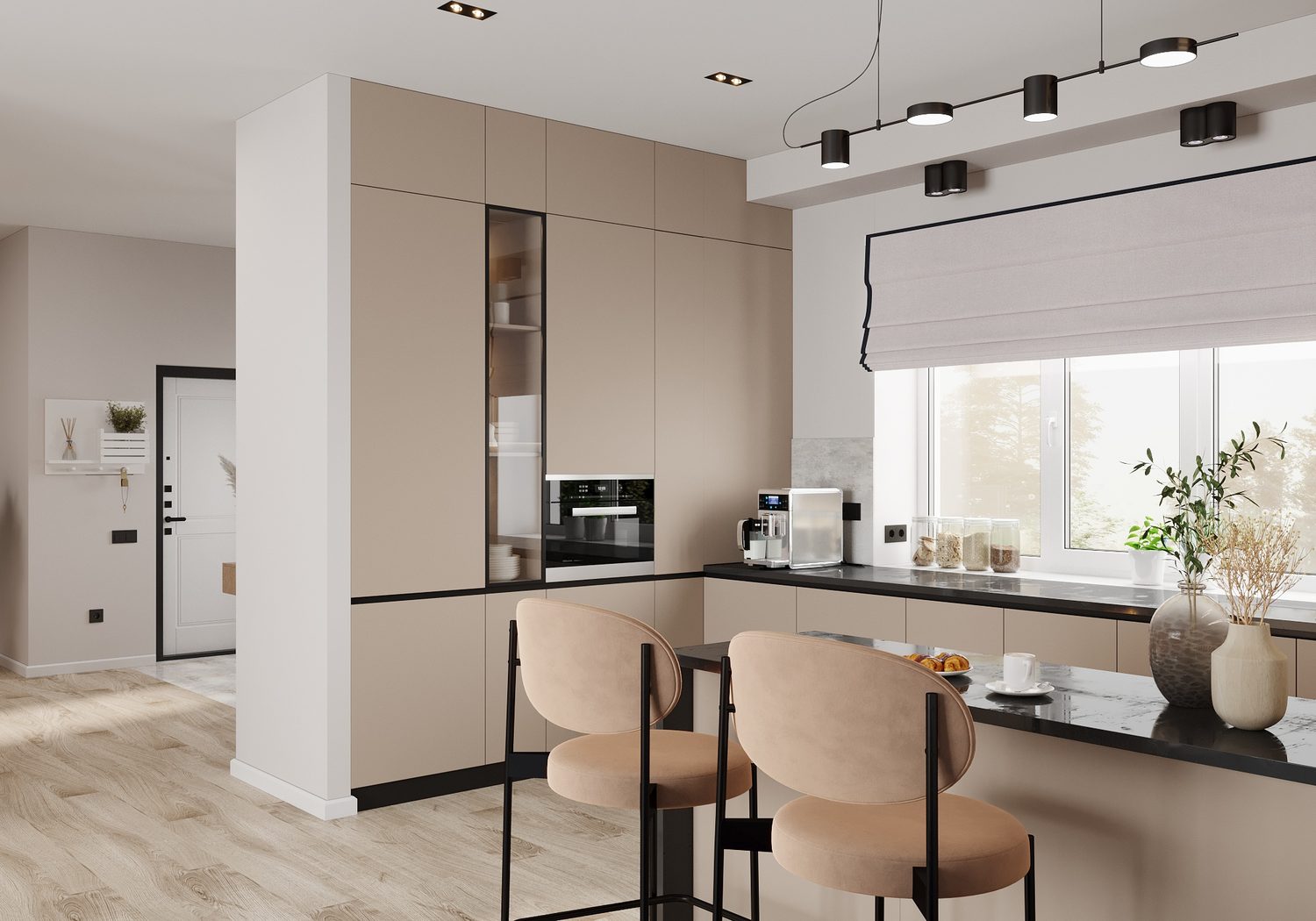 Modern kitchen and dining interior by AJ Concrete Homes