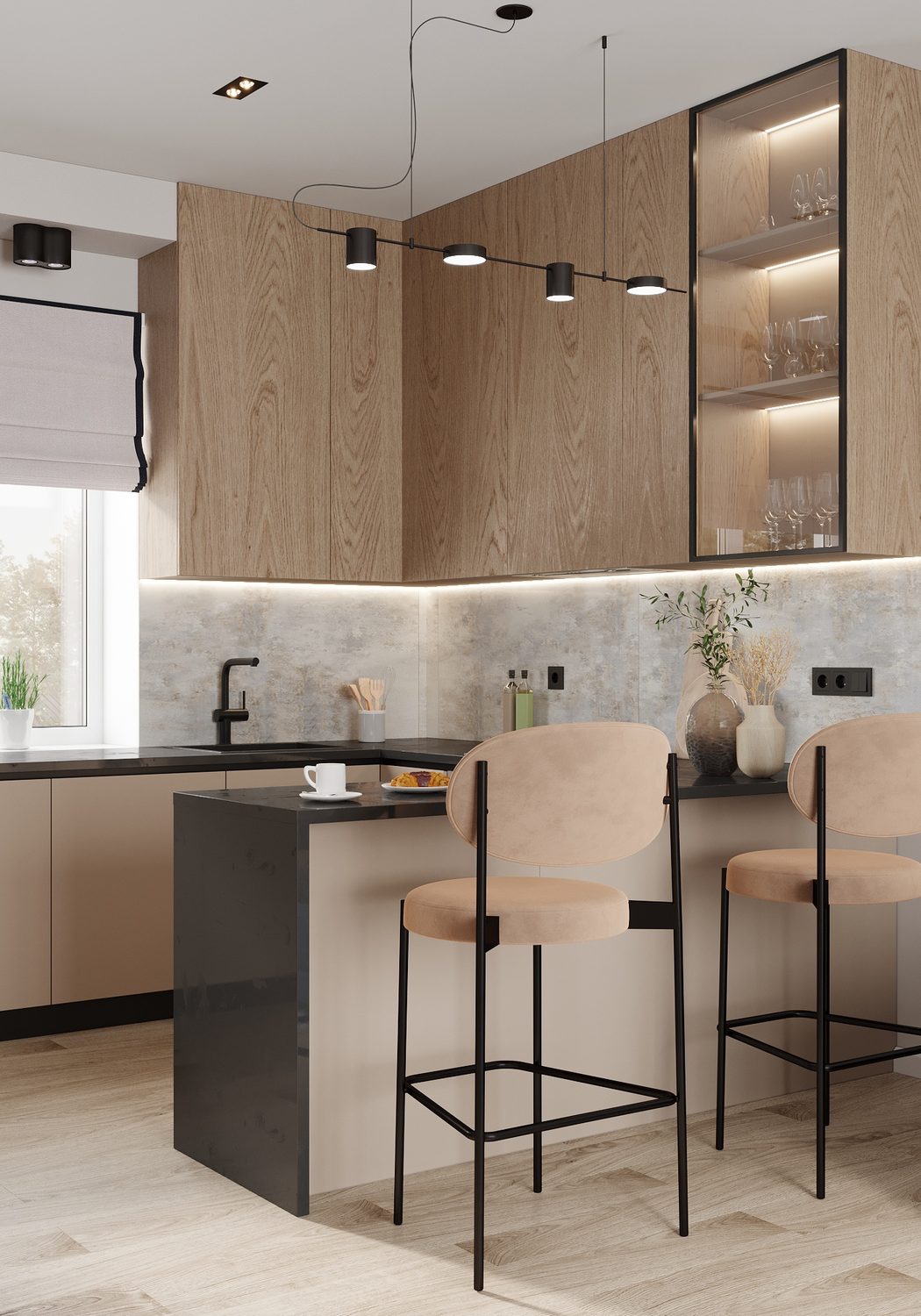 Modern kitchen and dining interior by AJ Concrete Homes