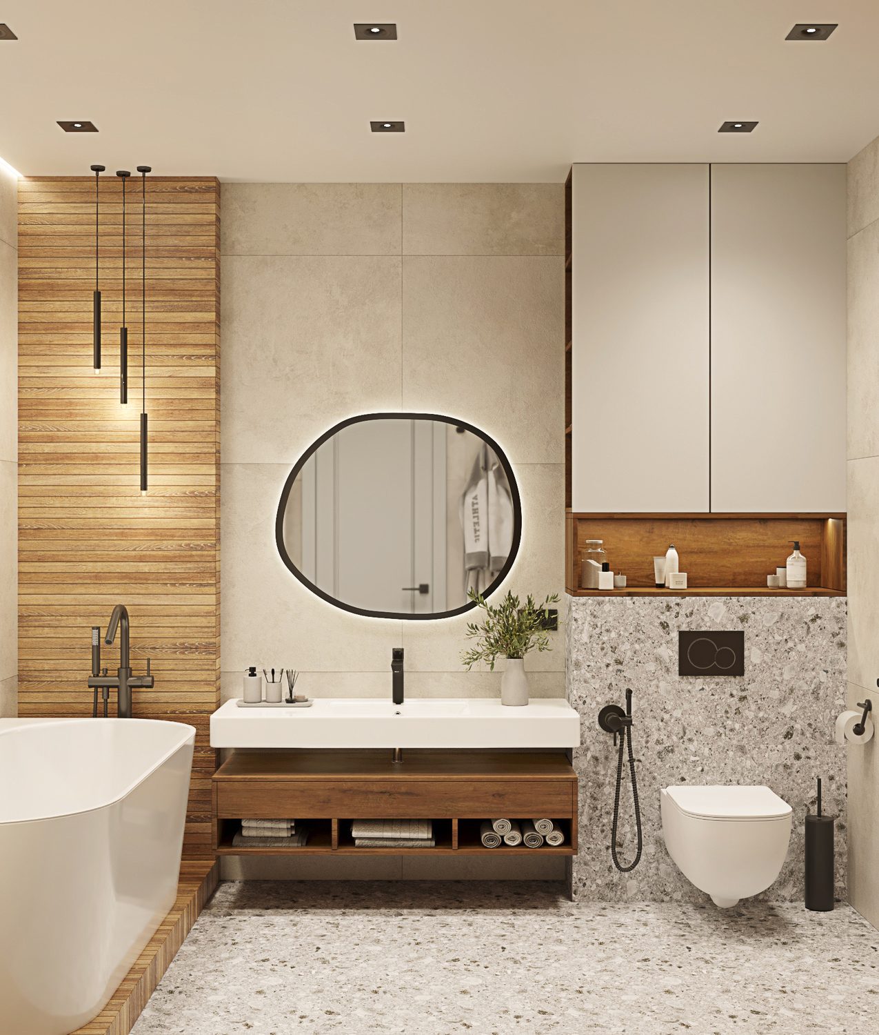 Modern bathroom remodel by AJ Concrete Homes
